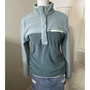 Columbia Mountain Side Pullover Fleece Women's Size XS Snap Blue & Green